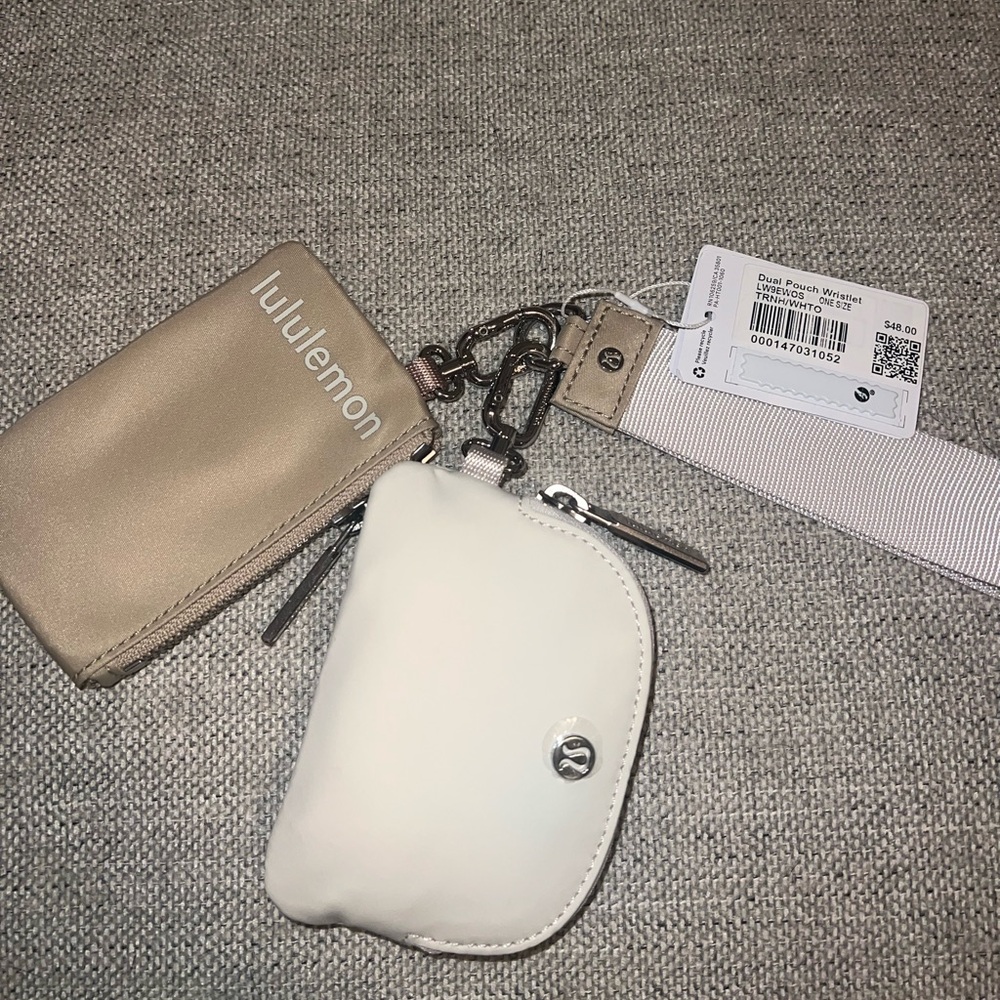 NWT Lululemon Dual Pouch Wristlet - White Opal/Trench